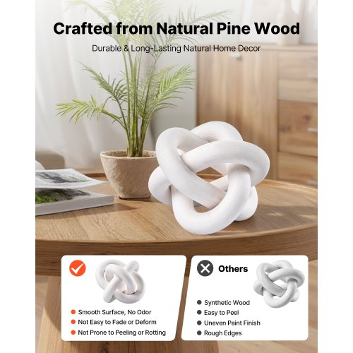 Wood Chain Link Decor 3 Link Hand Carved Wooden Knot Decor Coffee Table