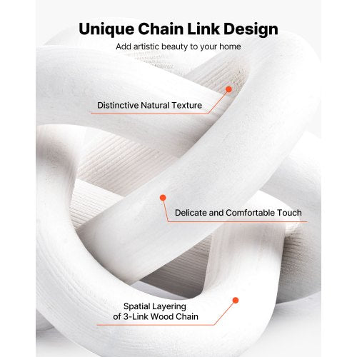 Wood Chain Link Decor 3 Link Hand Carved Wooden Knot Decor Coffee Table