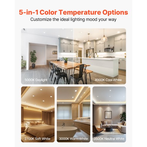 12 Pack LED Recessed Lighting 56 Inch Retrofit Can Lights 1050 LM 13W