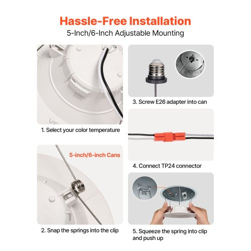 12 Pack LED Recessed Lighting 56 Inch Retrofit Can Lights 1050 LM 13W