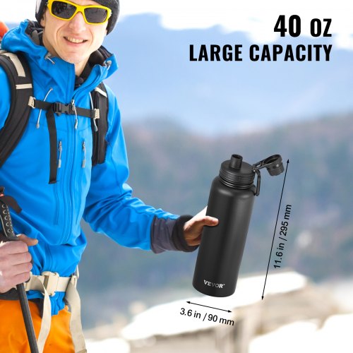 40 oz Insulated Water Bottle Stainless Steel Camping Hiking Hydration
