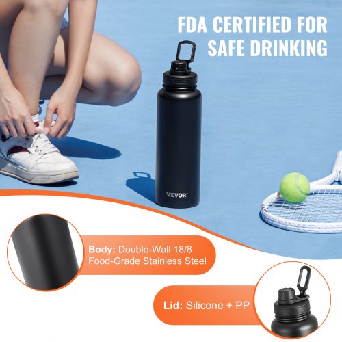 40 oz Insulated Water Bottle Stainless Steel Camping Hiking Hydration