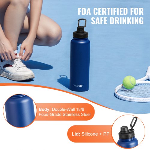 40 oz Insulated Water Bottle Stainless Steel Camping Hiking Hydration
