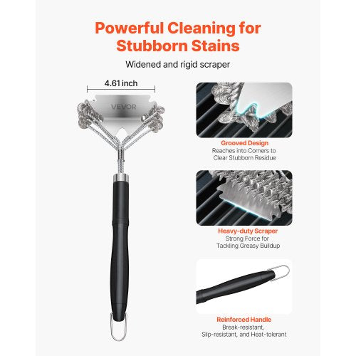 Grill Brush and Scraper BBQ Brush for Outdoor Grills Stainless Steel Woven