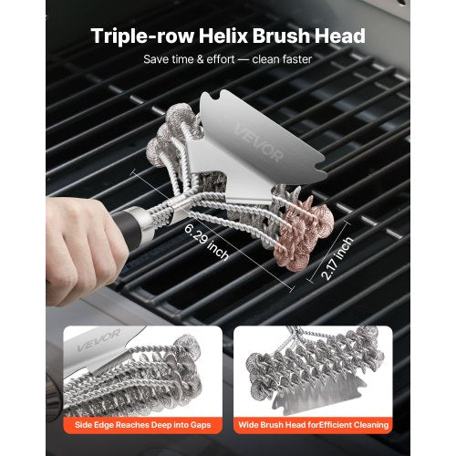 Grill Brush and Scraper BBQ Brush for Outdoor Grills Stainless Steel Woven