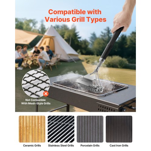Grill Brush and Scraper BBQ Brush for Outdoor Grills Stainless Steel Woven