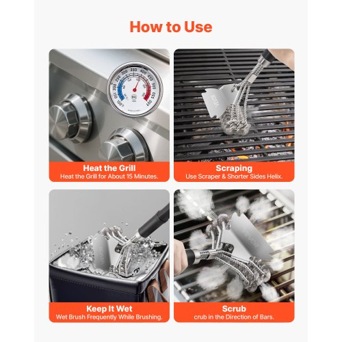 Grill Brush and Scraper BBQ Brush for Outdoor Grills Stainless Steel Woven