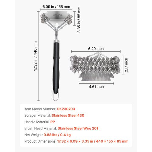 Grill Brush and Scraper BBQ Brush for Outdoor Grills Stainless Steel Woven