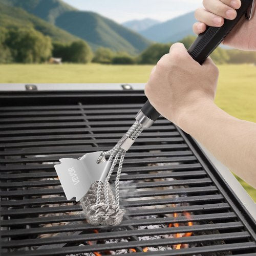 Grill Brush and Scraper BBQ Brush for Outdoor Grills Stainless Steel Woven