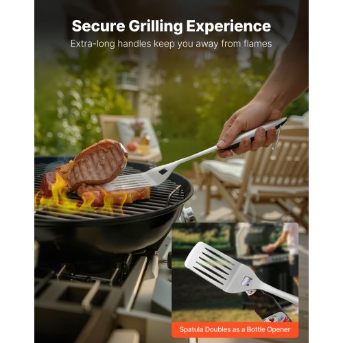 Grilling Accessories 4PCS BBQ Grill Tool Set Heavy Duty Stainless Steel