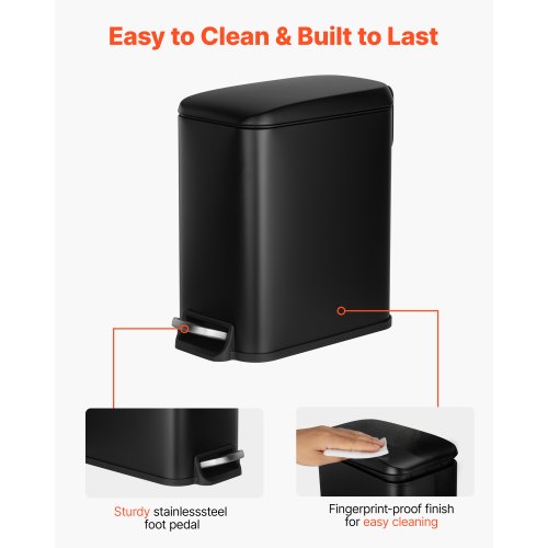 Slim Bathroom Trash Can 114 x 571 x 10.7 Inch Small Bedroom Trashcan with Step