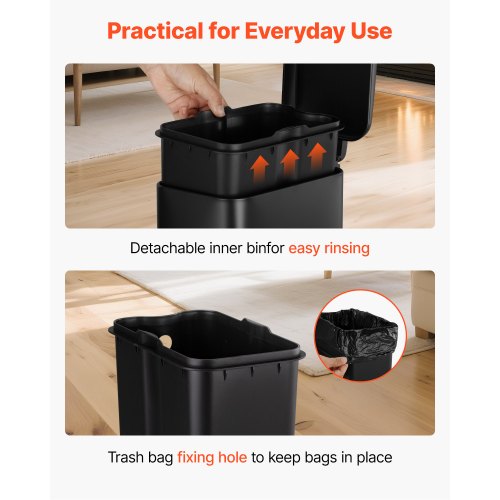 Slim Bathroom Trash Can 114 x 571 x 10.7 Inch Small Bedroom Trashcan with Step