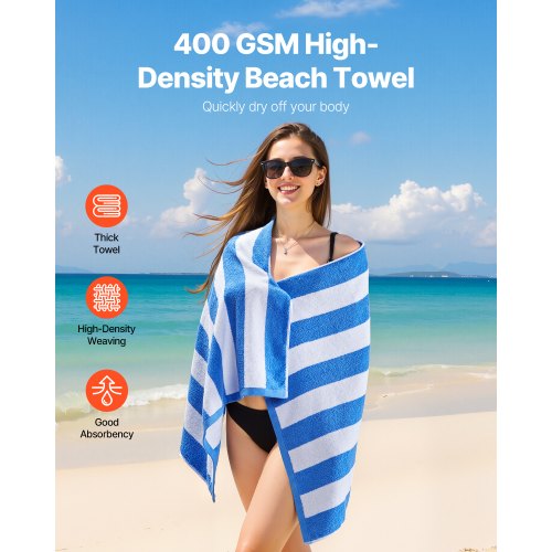 Beach Towel 4 Pack Oversized Beach Towels 30 x 60 in Cabana Striped Large