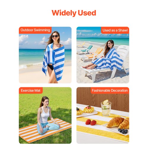 Beach Towel 4 Pack Oversized Beach Towels 30 x 60 in Cabana Striped Large