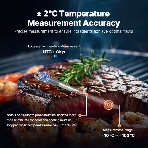 Wireless Meat Thermometer 500 ft Range Wireless Bluetooth Meat Thermometer