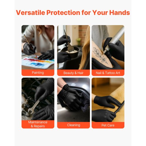 Disposable Gloves 45 Mil Black Nitrile Gloves with Textured Fingertips 2