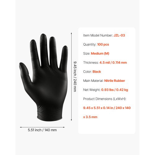 Disposable Gloves 45 Mil Black Nitrile Gloves with Textured Fingertips 2