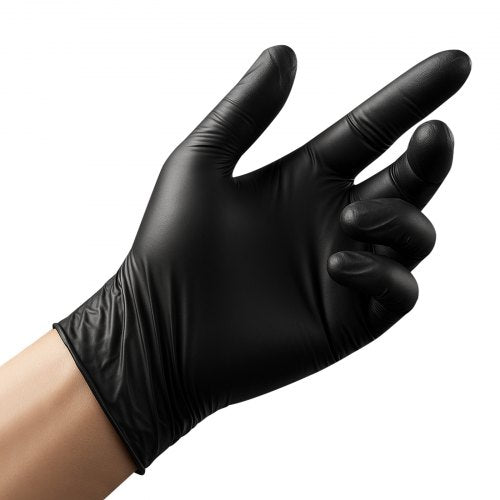 Disposable Gloves 45 Mil Black Nitrile Gloves with Textured Fingertips 2