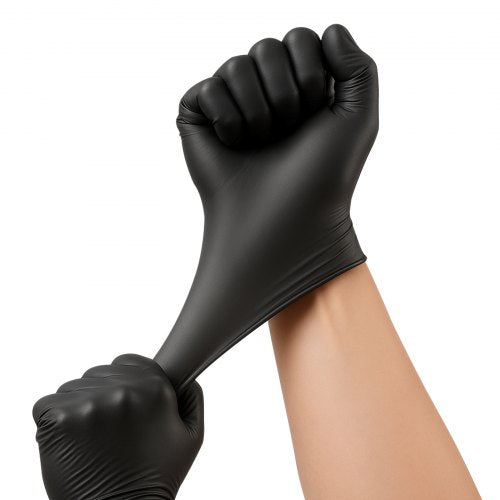 Disposable Gloves 45 Mil Black Nitrile Gloves with Textured Fingertips 2