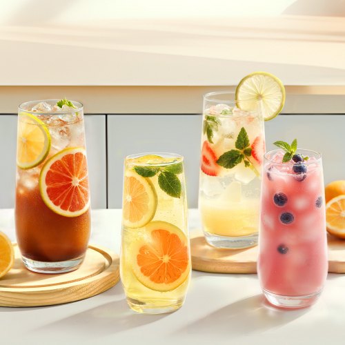 Drinking Glasses Set 16Piece Crystal Glass Cups Elegant Mixed Glassware