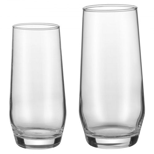 Drinking Glasses Set 16Piece Crystal Glass Cups Elegant Mixed Glassware