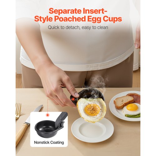 Egg Poacher Pan 4Cup Poached Egg Maker Stainless Steel Poaching Pan and Frying