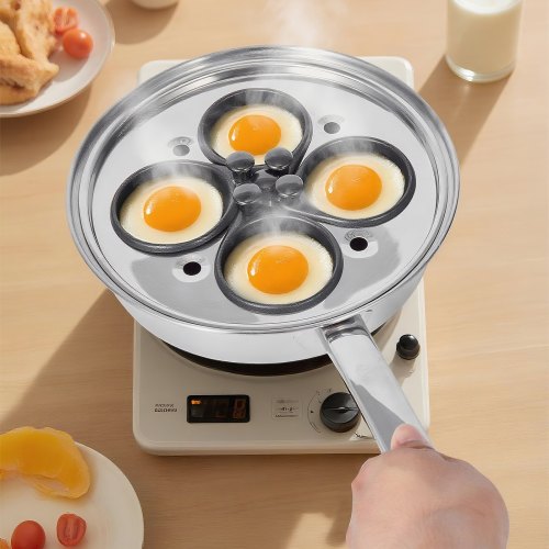 Egg Poacher Pan 4Cup Poached Egg Maker Stainless Steel Poaching Pan and Frying