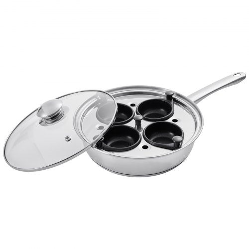 Egg Poacher Pan 4Cup Poached Egg Maker Stainless Steel Poaching Pan and Frying