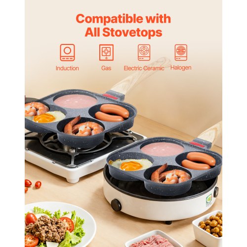 Egg Pan 4Cup Nonstick Egg Frying Pan Aluminum Breakfast Omelette Skillet