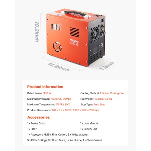PCP Air Compressor 4500PSI30Mpa PCP Airgun Compressor with Builtin