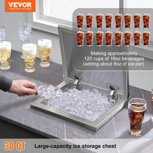 Drop in Ice Chest 14L x 12W x 18H Stainless Steel Ice Cooler Commercial