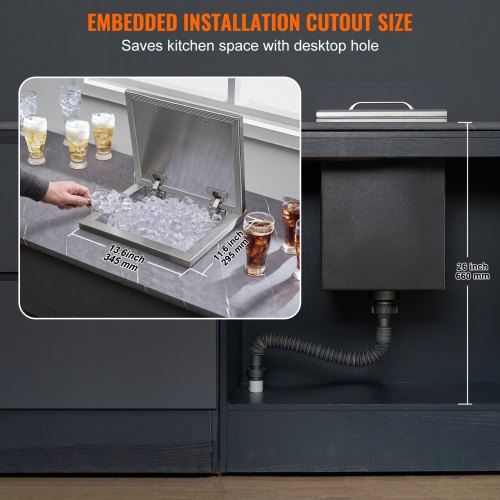 Drop in Ice Chest 14L x 12W x 18H Stainless Steel Ice Cooler Commercial