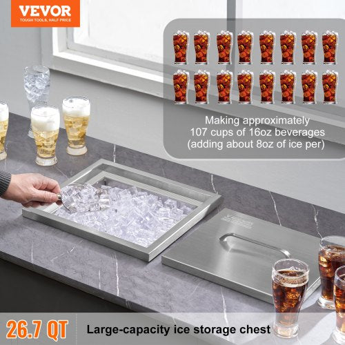 Drop in Ice Chest 14L x 12W x 18H Stainless Steel Ice Cooler Commercial 1