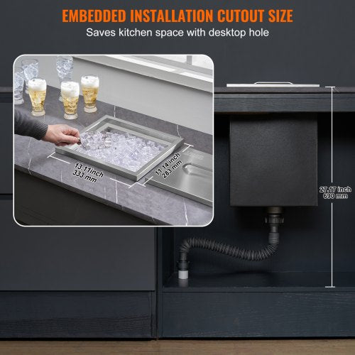 Drop in Ice Chest 14L x 12W x 18H Stainless Steel Ice Cooler Commercial 1