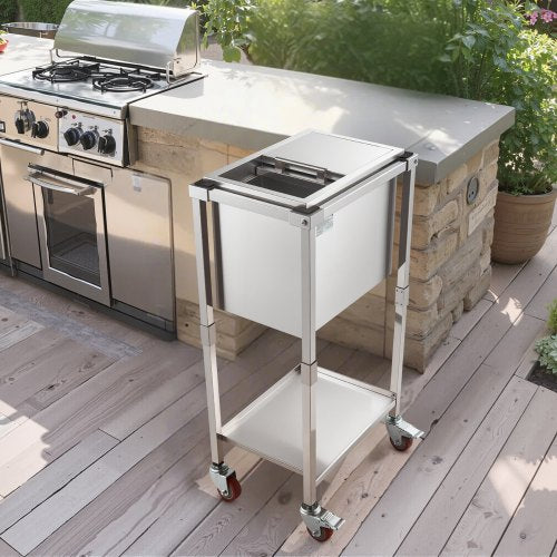 Rolling Ice Chest Cooler Cart 20L x 14W x 38H Stainless Steel Cooling