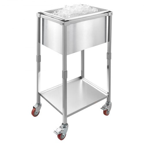 Rolling Ice Chest Cooler Cart 22L x 16W x 38H Stainless Steel Cooling