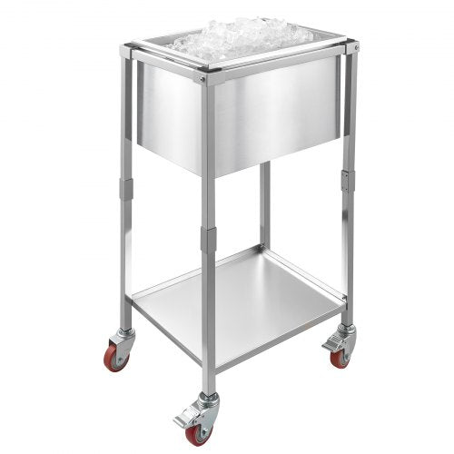 Rolling Ice Chest Cooler Cart 22L x 16W x 38H Stainless Steel Cooling