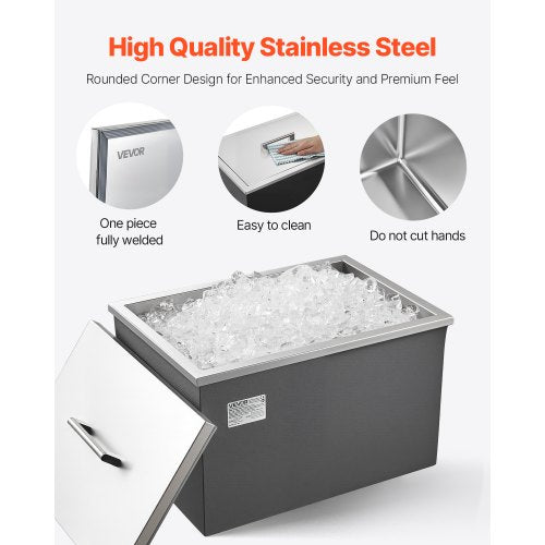 Drop in Ice Chest 20L x 14W x 12H Stainless Steel Drop in Cooler 317