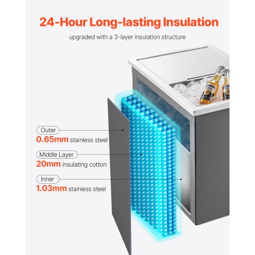 Drop in Ice Chest 18L x 12W x 15H Stainless Steel Drop in Cooler 286