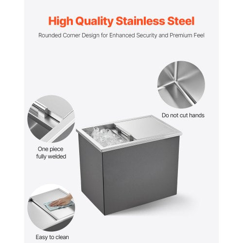 Drop in Ice Chest 18L x 12W x 15H Stainless Steel Drop in Cooler 286
