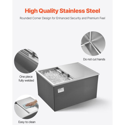 Drop in Ice Chest 24L x 18W x 13H Stainless Steel Drop in Cooler 578