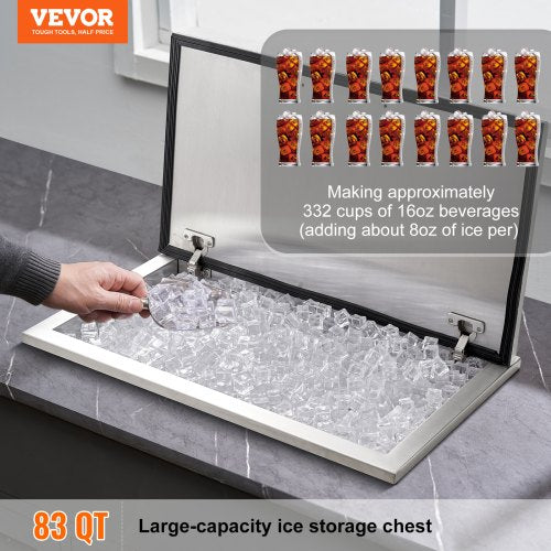 Drop in Ice Chest 24L x 20W x 15H Stainless Steel Ice Cooler Commercial