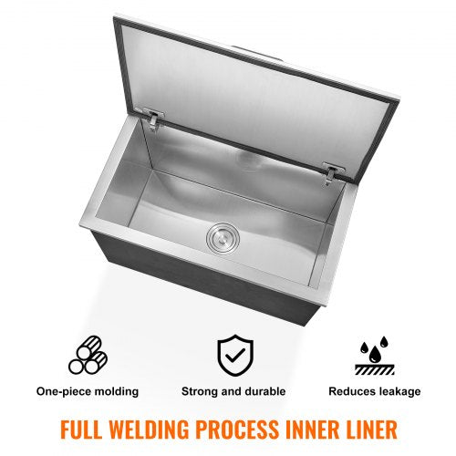 Drop in Ice Chest 24L x 20W x 15H Stainless Steel Ice Cooler Commercial