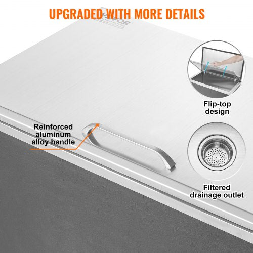 Drop in Ice Chest 24L x 20W x 15H Stainless Steel Ice Cooler Commercial