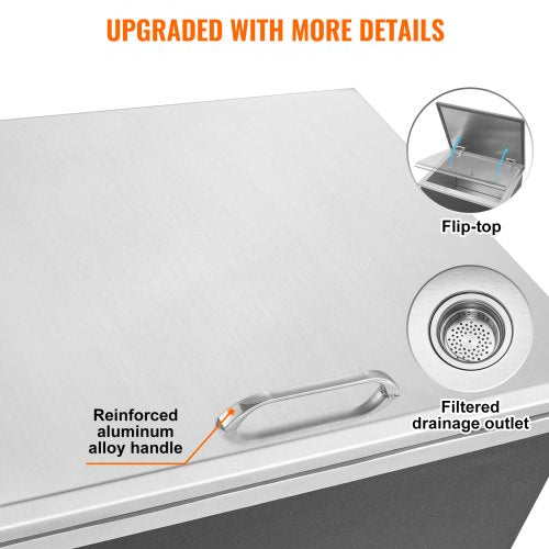 Drop in Ice Chest 20L x 16W x 13H Stainless Steel Ice Cooler Commercial