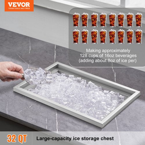 Drop in Ice Chest 20L x 14W x 12H Stainless Steel Ice Cooler Commercial