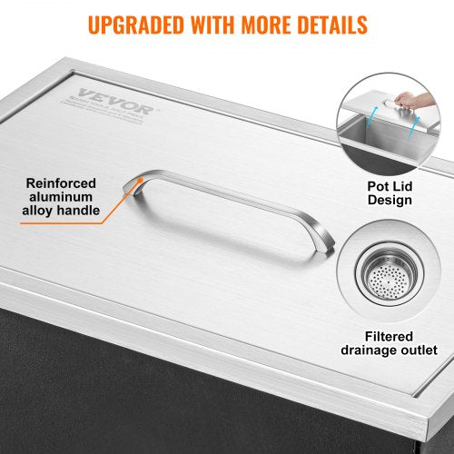 Drop in Ice Chest 20L x 14W x 12H Stainless Steel Ice Cooler Commercial