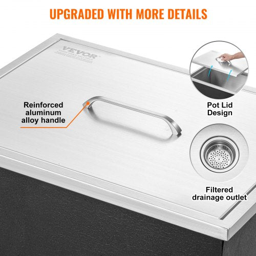 Drop in Ice Chest 22L x 17W x 12H Stainless Steel Ice Cooler Commercial