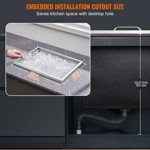 Drop in Ice Chest 22L x 17W x 12H Stainless Steel Ice Cooler Commercial
