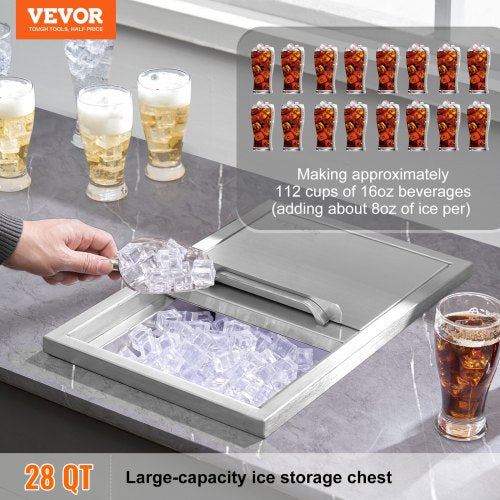 Drop in Ice Chest 18L x 12W x 145H Stainless Steel Ice Cooler